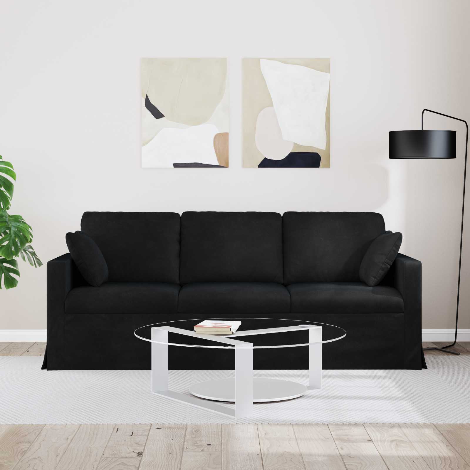 Bank Zwart 198 x 78 x 80 cm Fluweel