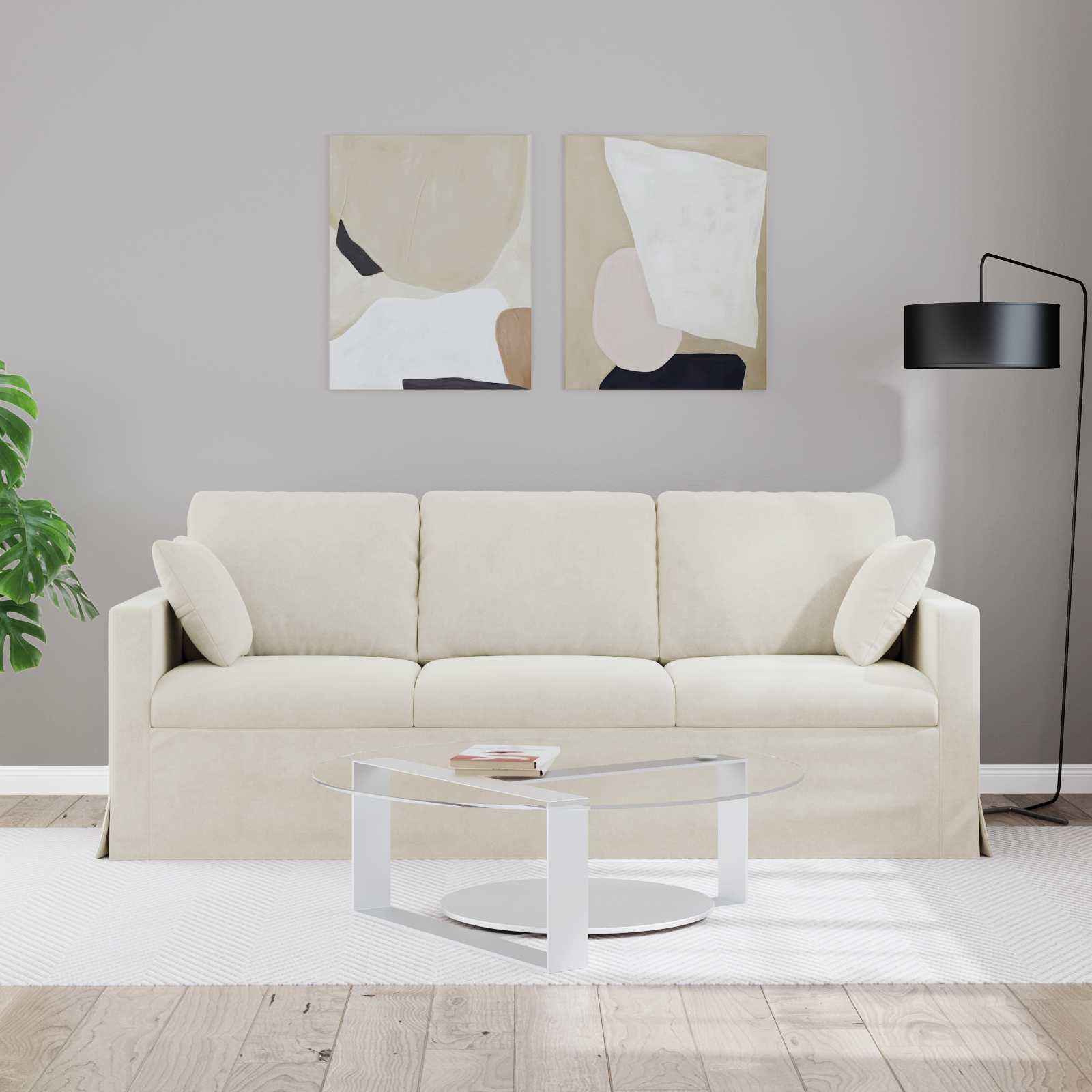 Bank Crème 198 x 78 x 80 cm Fluweel