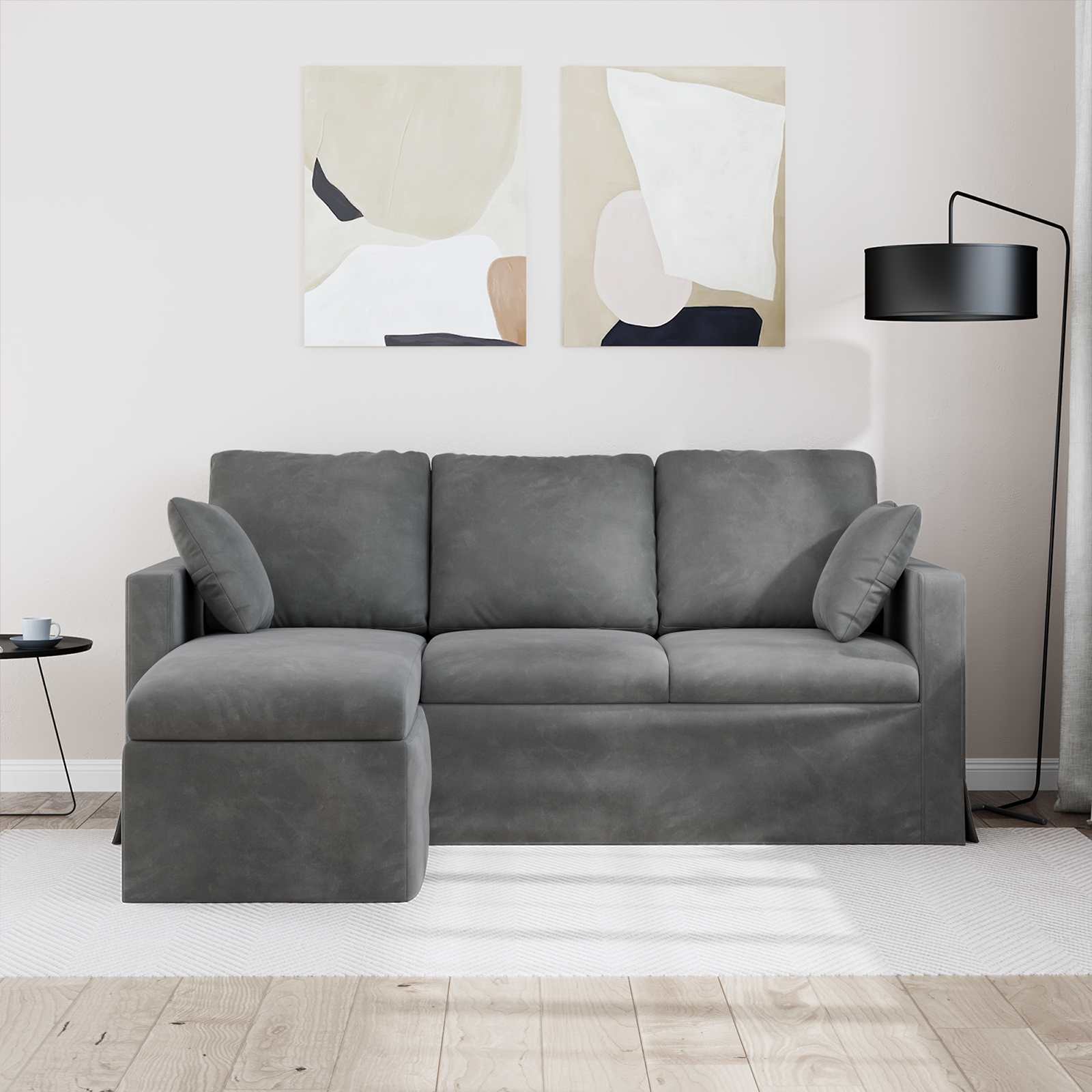 Bank Donkergrijs 178 x 134 x 80 cm Fluweel