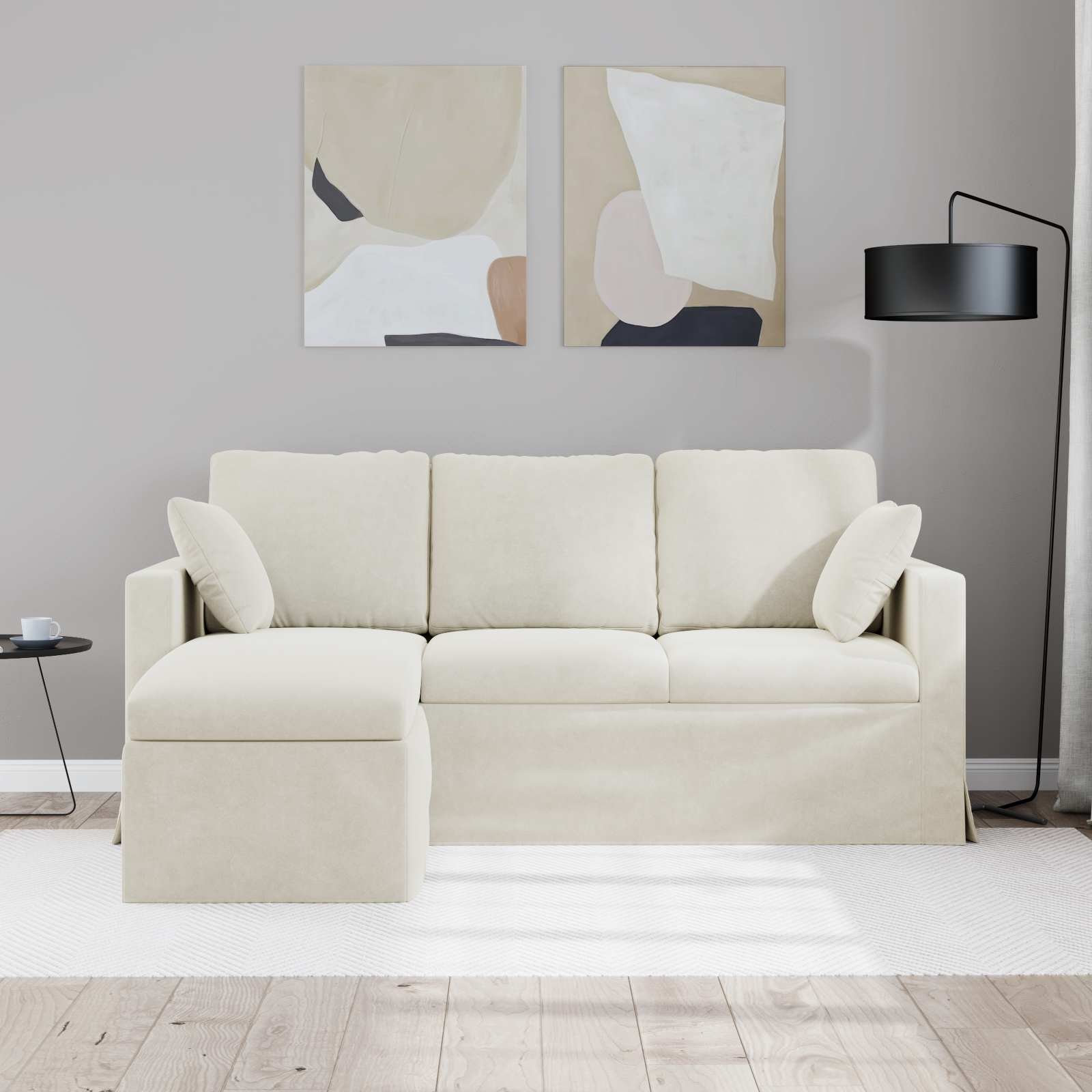 Bank Crème 178 x 134 x 80 cm Fluweel