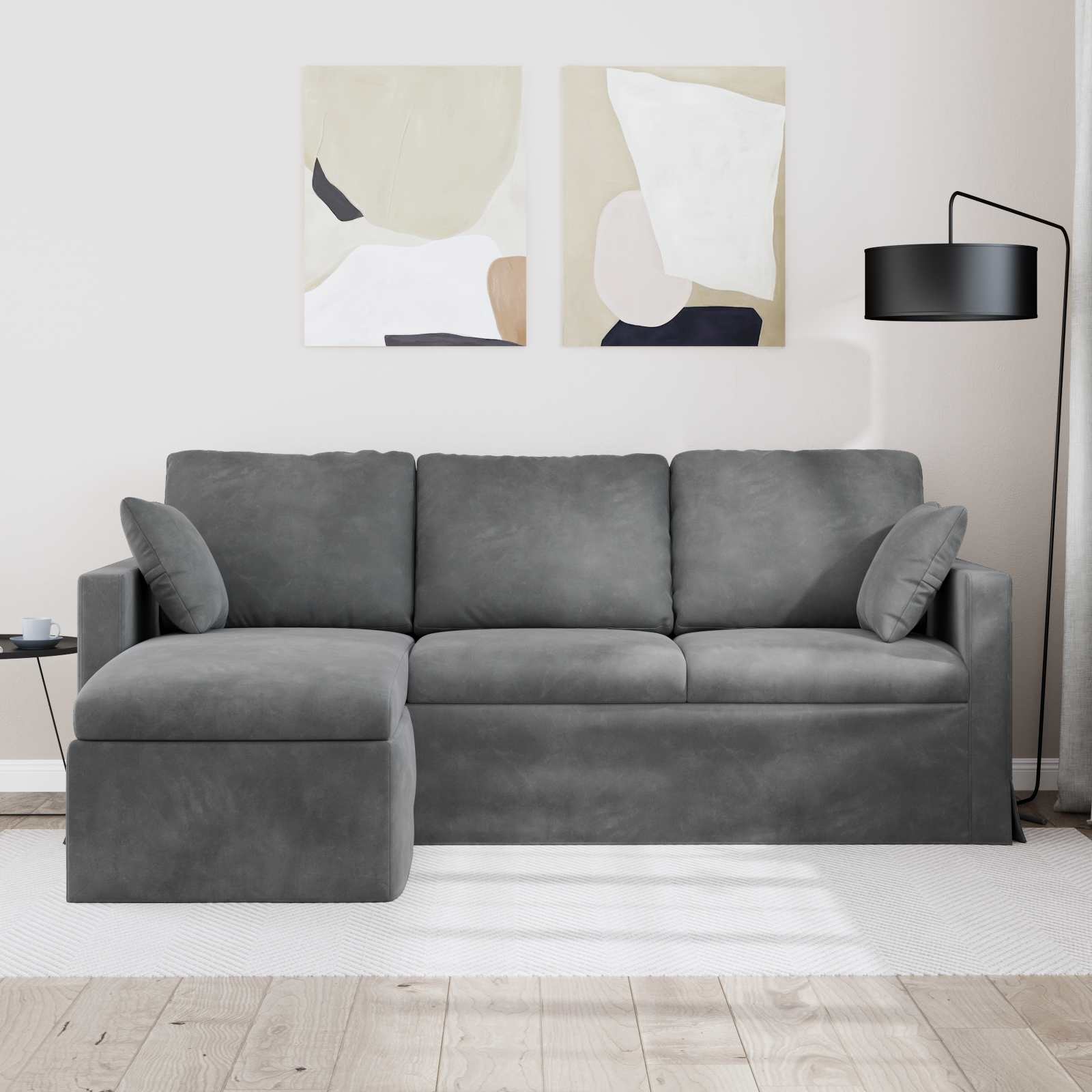 Bank Donkergrijs 198 x 134 x 80 cm Fluweel