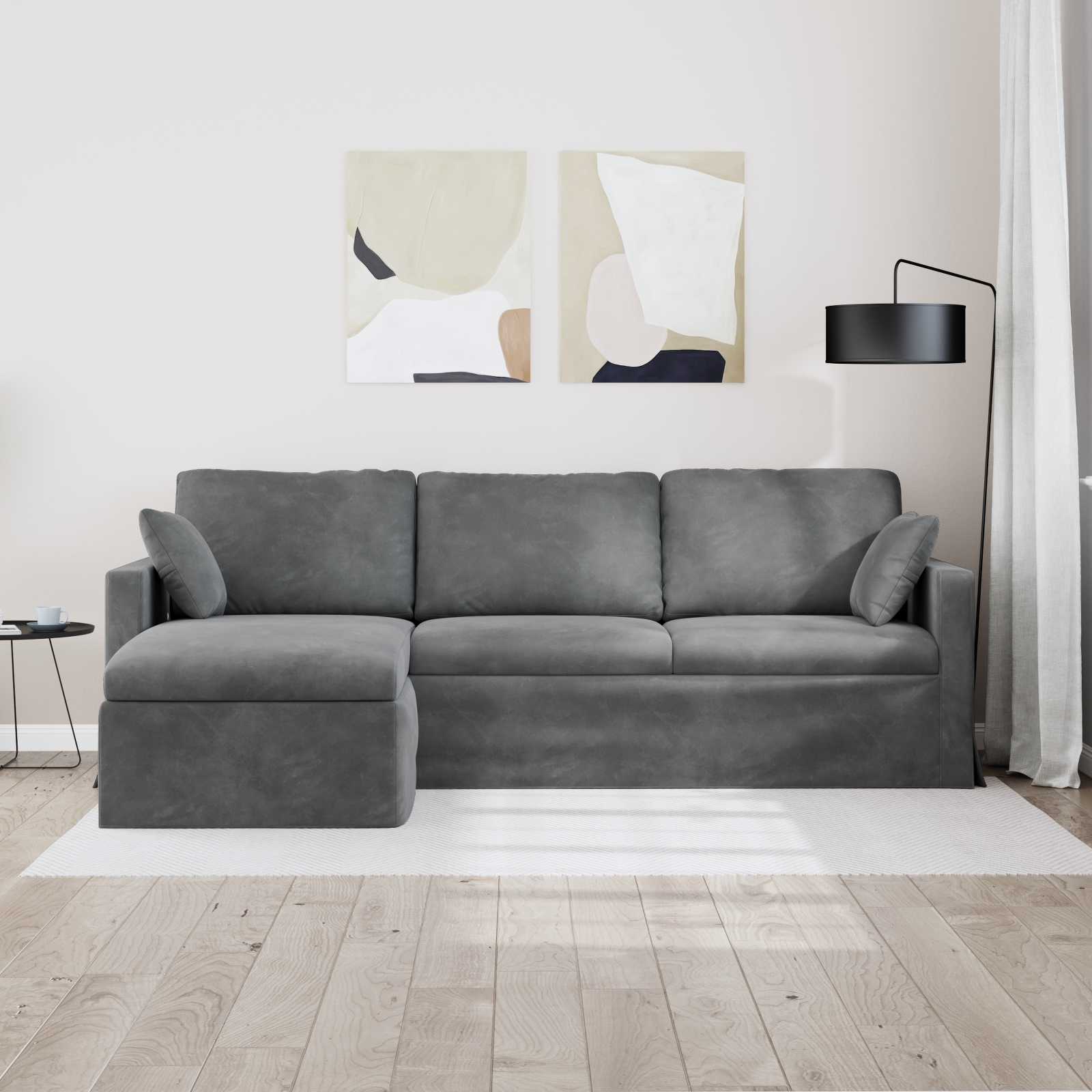 Bank Donkergrijs 228 x 134 x 80 cm Fluweel