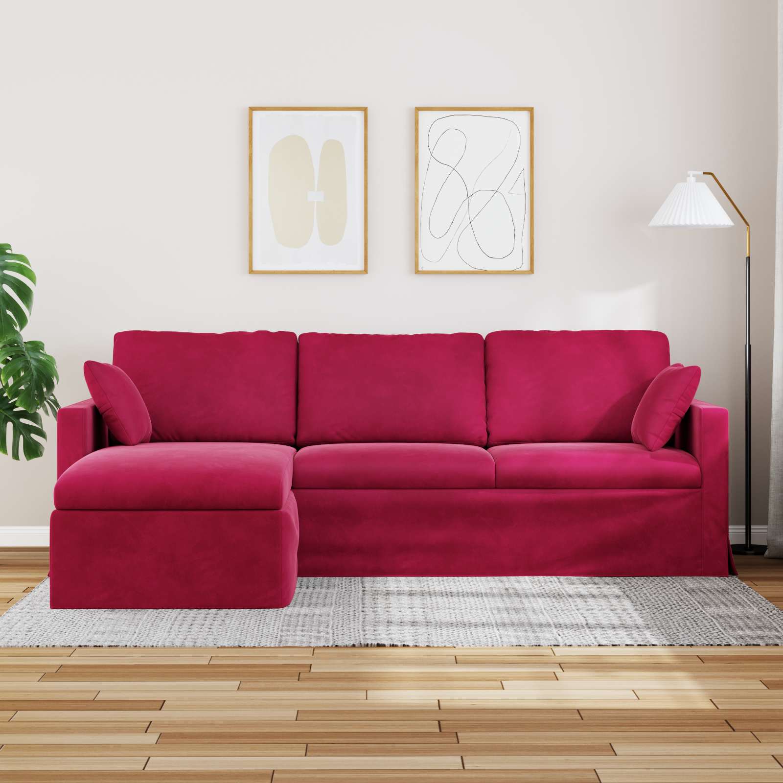 Bank Wijnrood 228 x 134 x 80 cm Fluweel