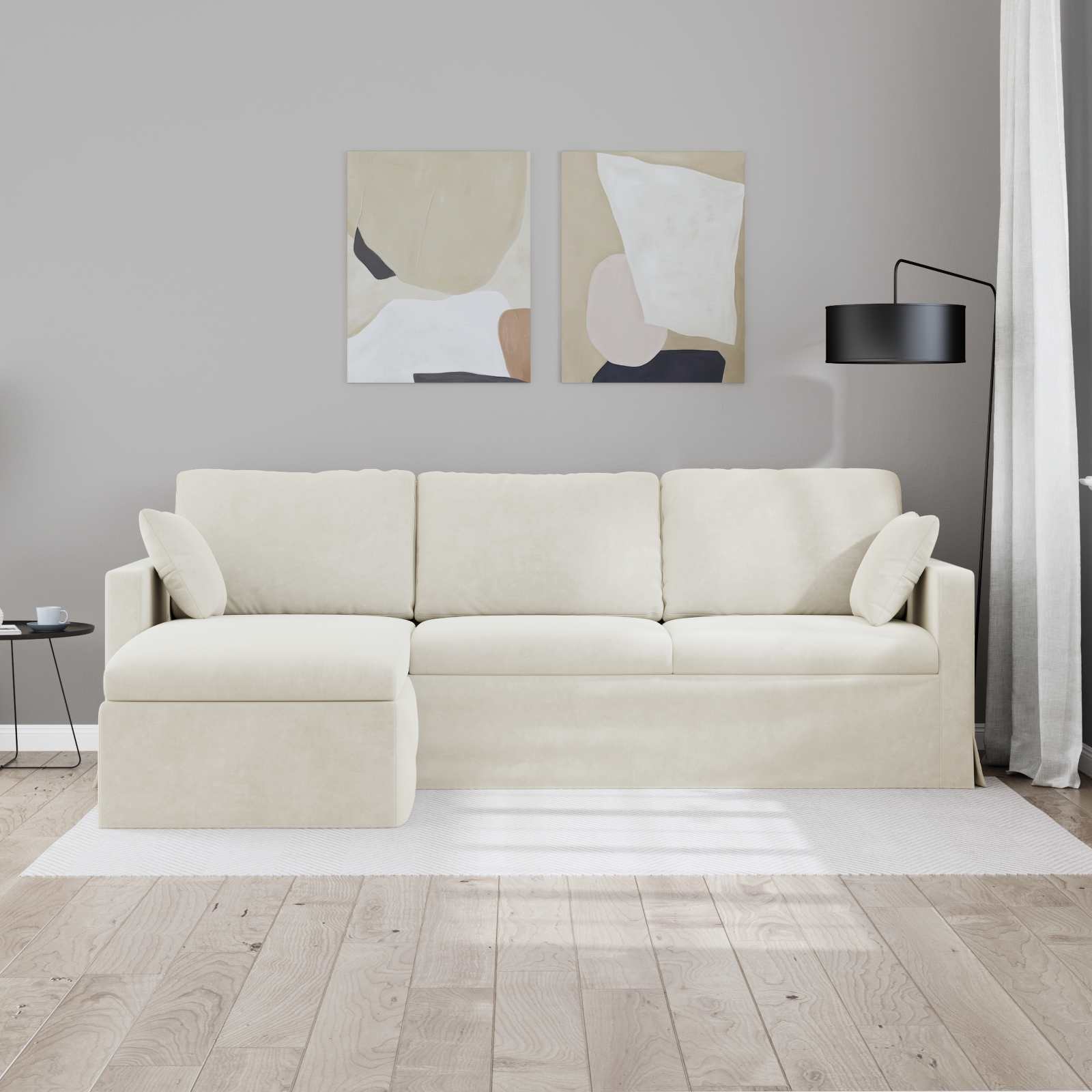Bank Crème 228 x 134 x 80 cm Fluweel