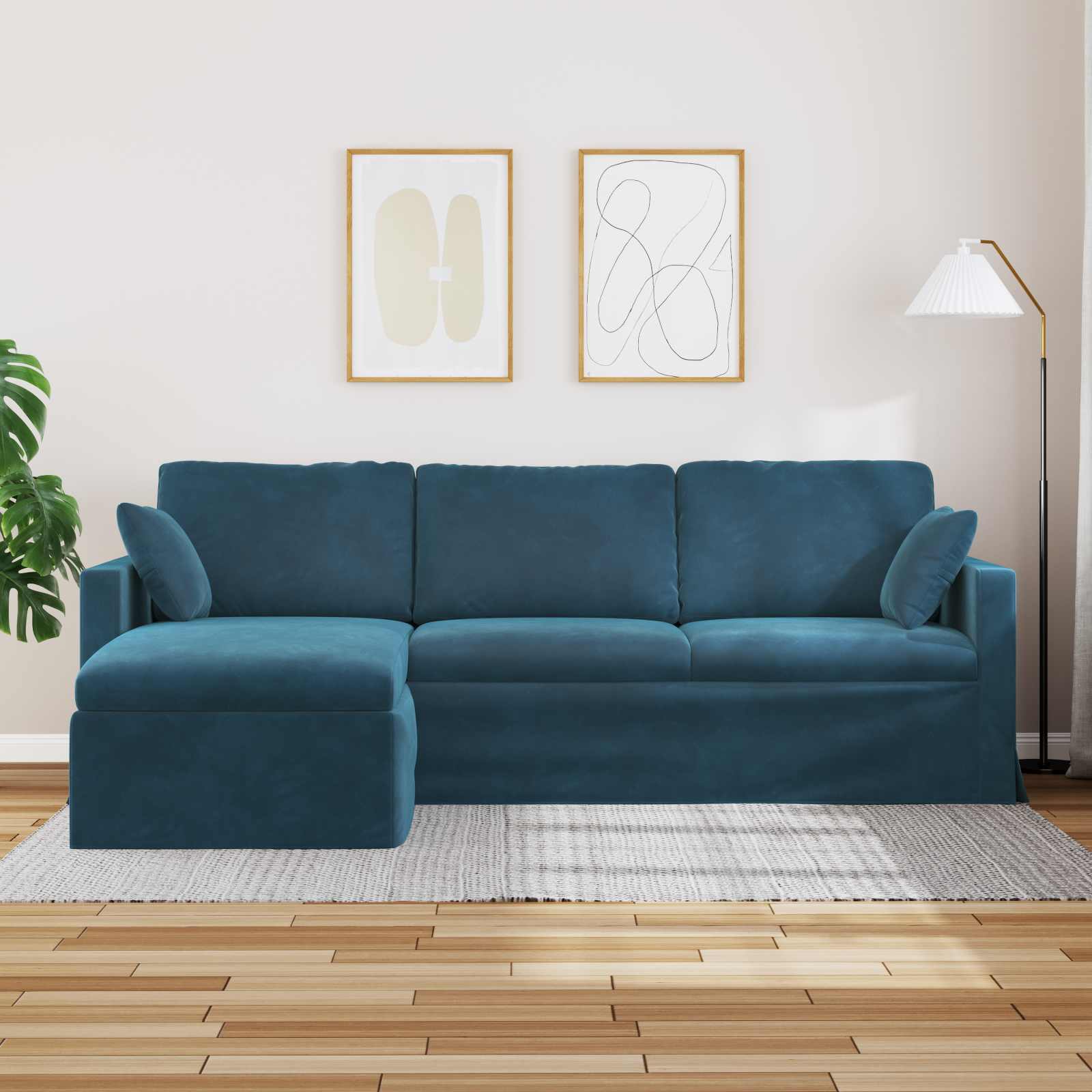 Bank Blauw 228 x 134 x 80 cm Fluweel