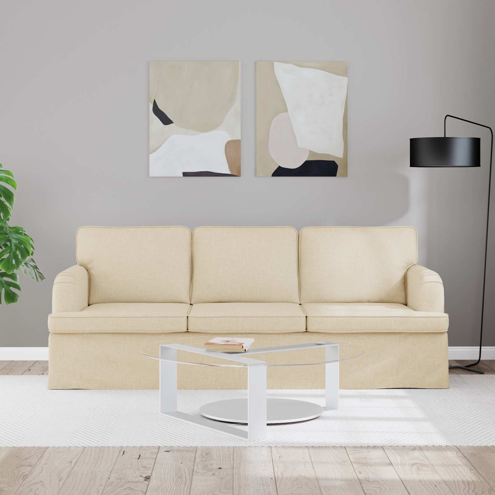 Bank Crème 201 x 80 x 85 cm Stof
