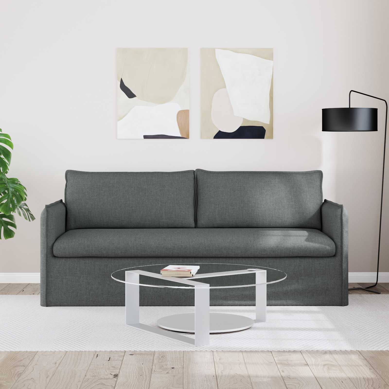 Bank Donkergrijs 196 x 82 x 85 cm Stof