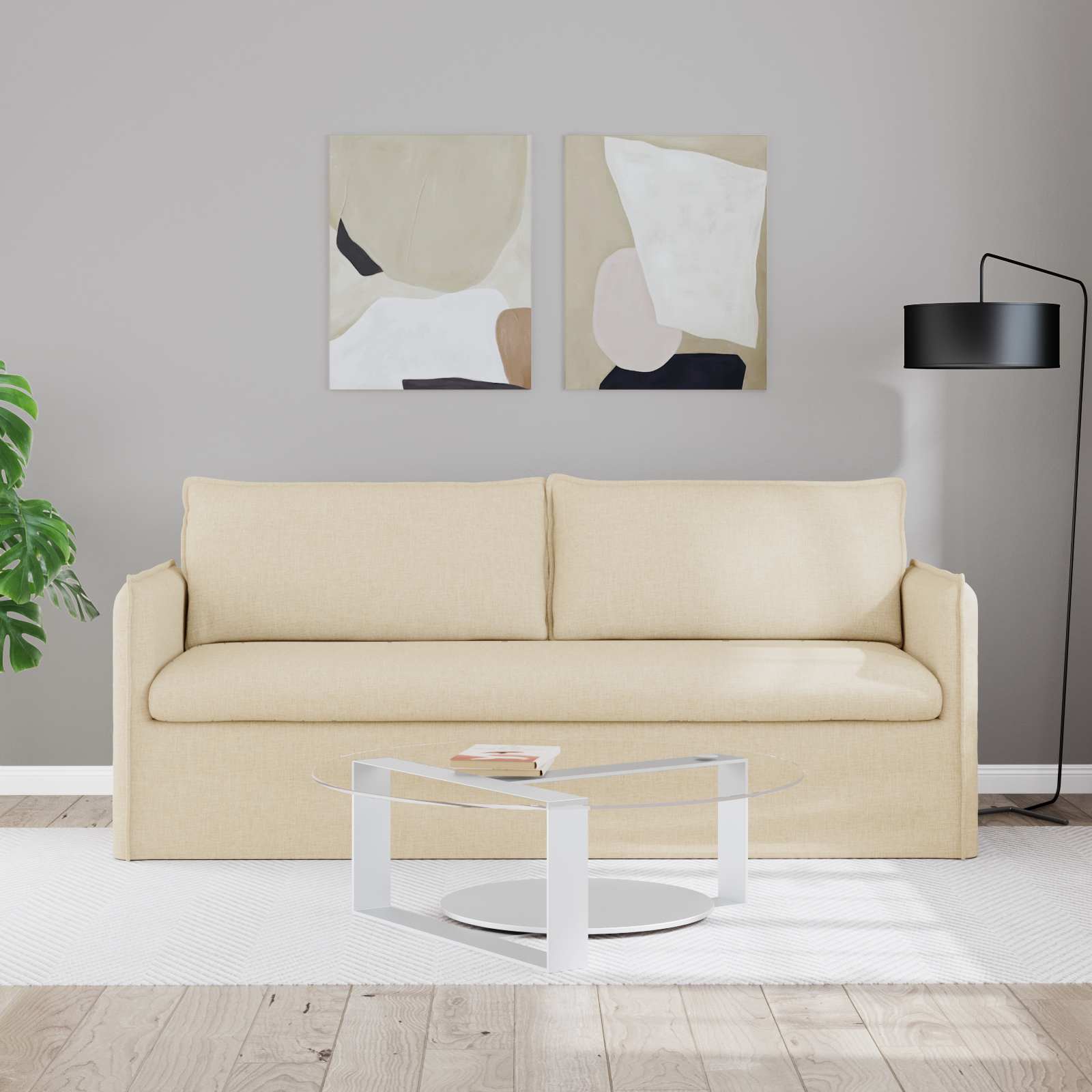 Bank Crème 196 x 82 x 85 cm Stof
