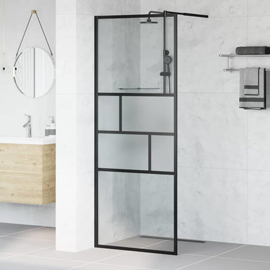 Inloop Douche Wand Zwart 80 x 195 x 0.5 cm Glas en Aluminium
