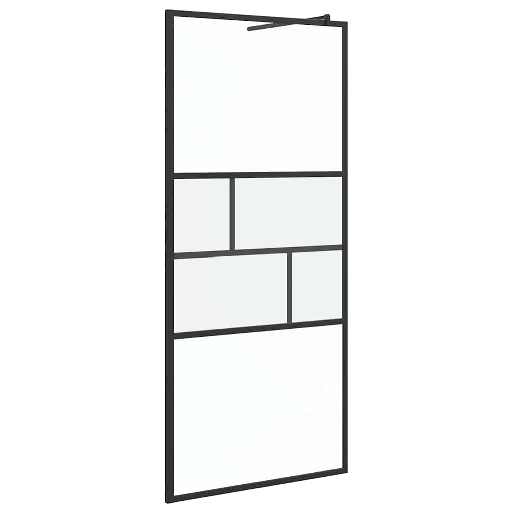 Inloop Douche Wand Zwart 90 x 195 x 0,5 cm Glas en Aluminium