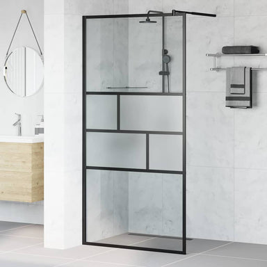 Inloop Douche Wand Zwart 100 x 195 x 0,5 cm Glas en Aluminium