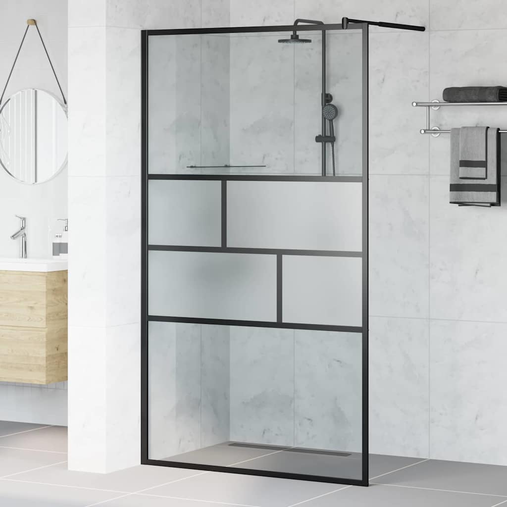 Inloop Douche Wand Zwart 115 x 195 x 0,5 cm Glas en Aluminium