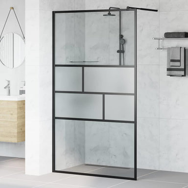 Inloop Douche Wand Zwart 115 x 195 x 0,5 cm Glas en Aluminium