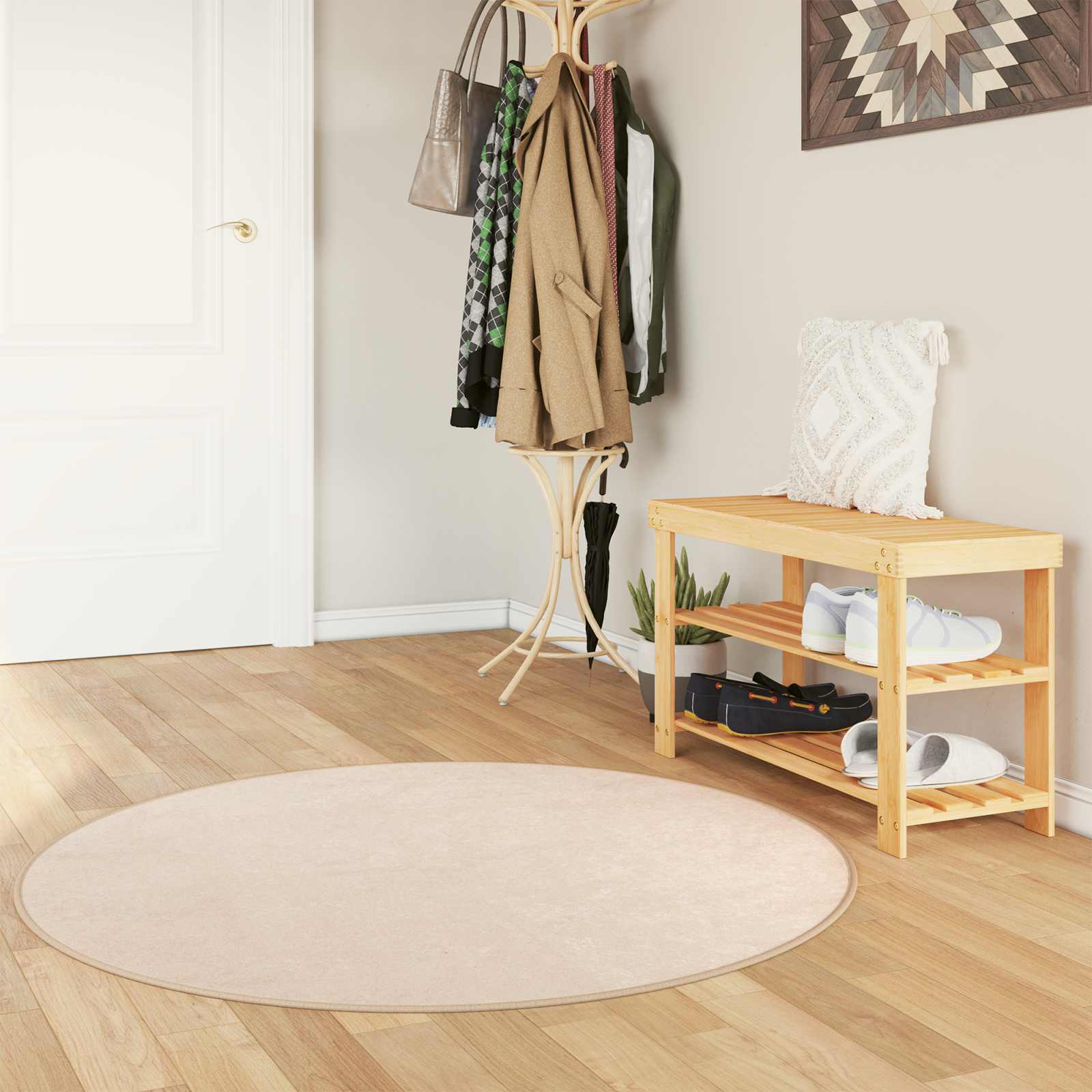 Vloerkleedloper MARSA Crème 120 x 120 cm Polyester en PVC