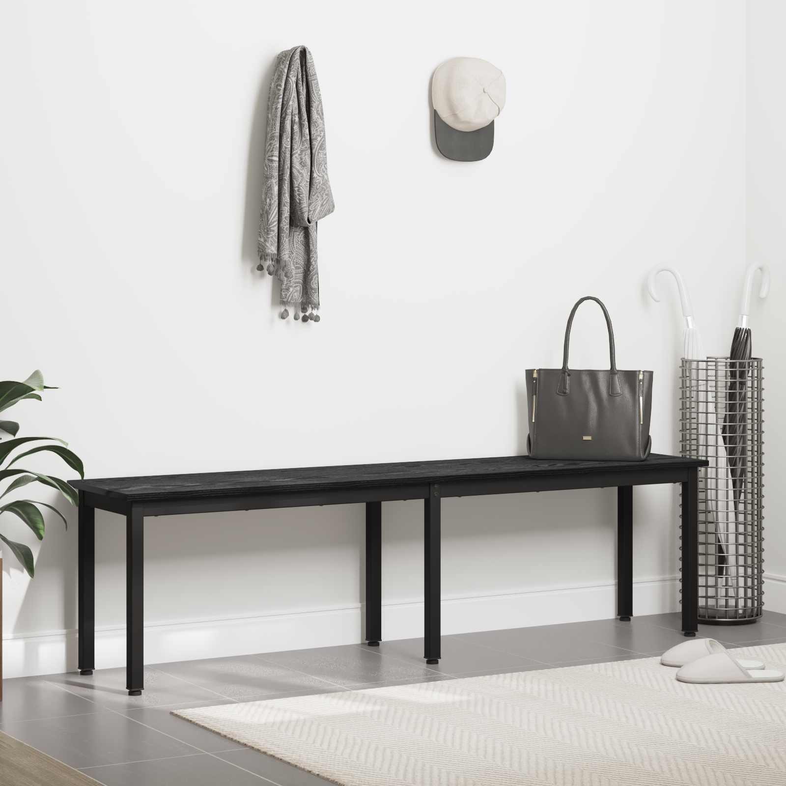Bank Zwart Eiken 160 x 35 x 45 cm Bewerkt hout