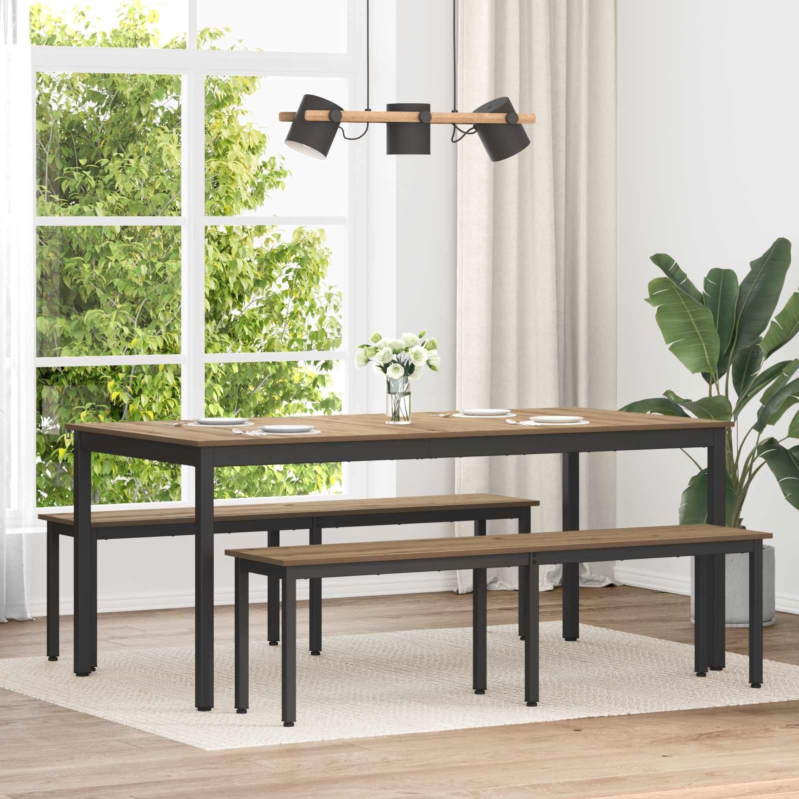 Bank Ambachtelijk eiken 160 x 35 x 45 cm Bewerkt hout
