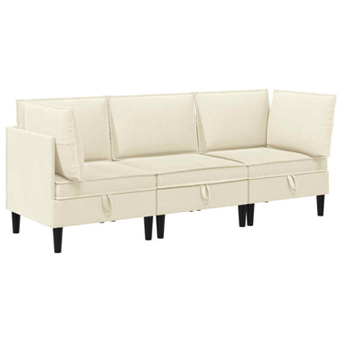 Woonkamer Meubelset 3 st Crèmekleurig Stof