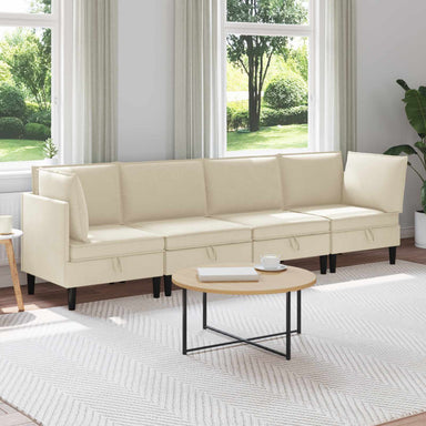 Woonkamer Meubelset 4 st Crèmekleurig Stof