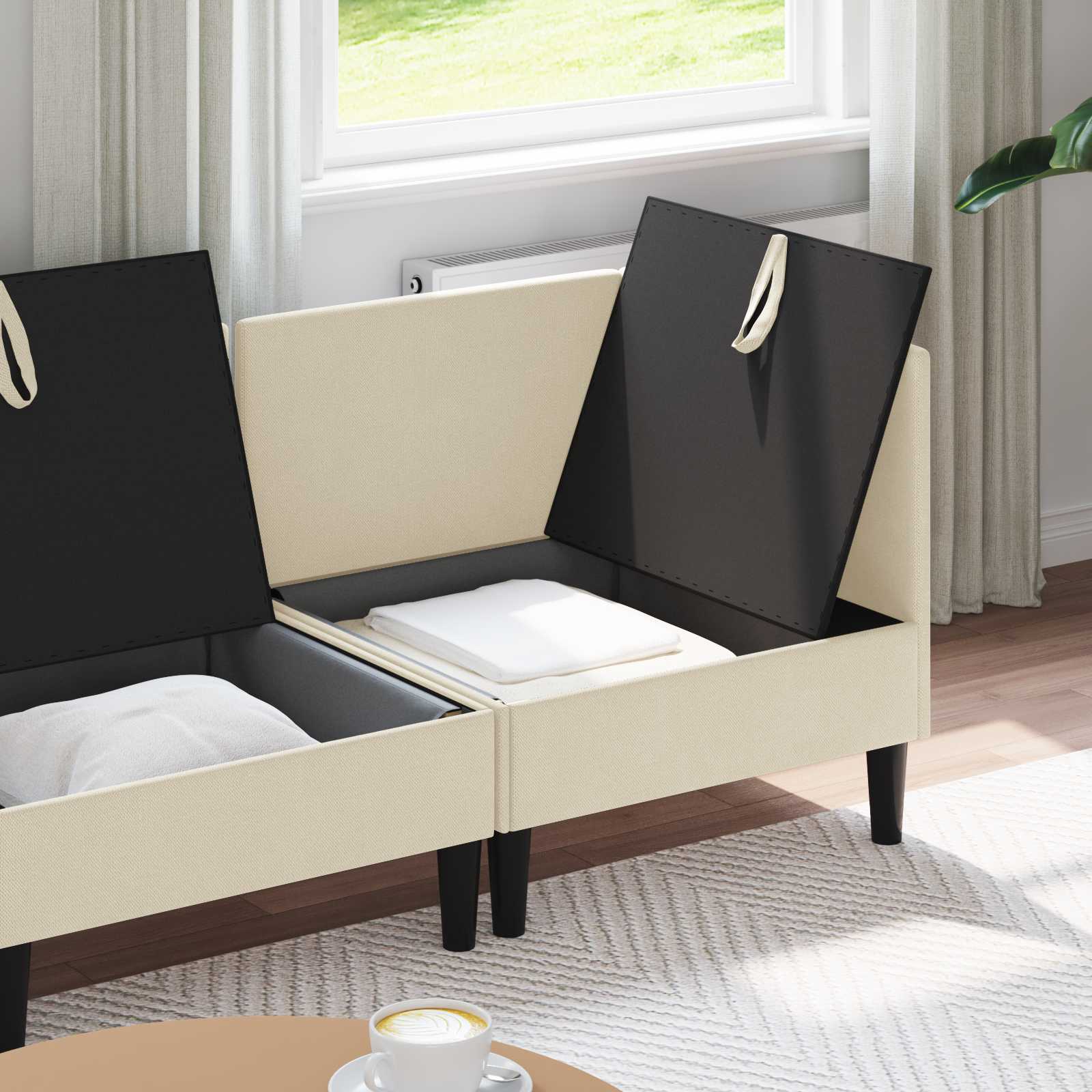 Woonkamer Meubelset 4 st Crèmekleurig Stof