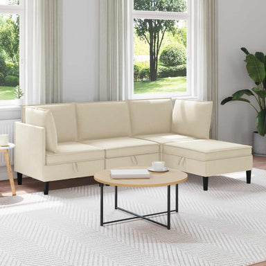Woonkamer Meubelset 4 st Crèmekleurig Stof