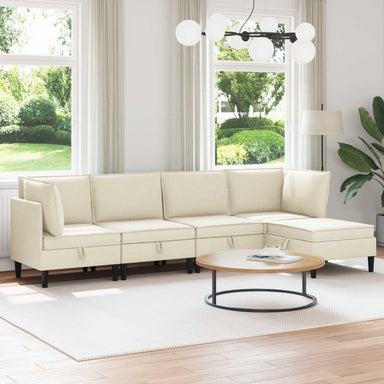 Woonkamer Meubelset 5 st Crèmekleurig Stof