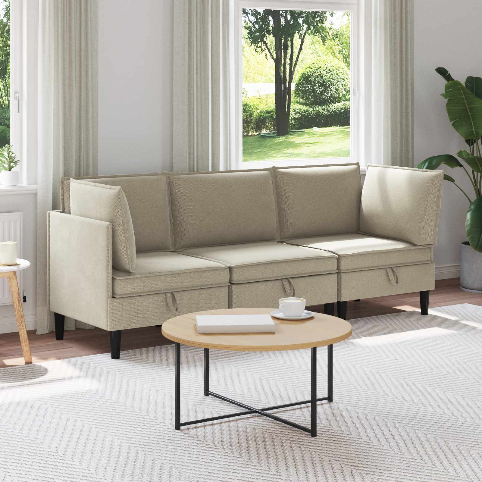 Woonkamer Meubelset 3 st Zand Stof