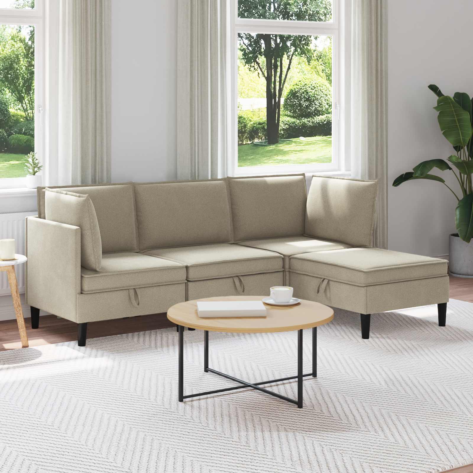 Woonkamer Meubelset 4 st Zand Stof