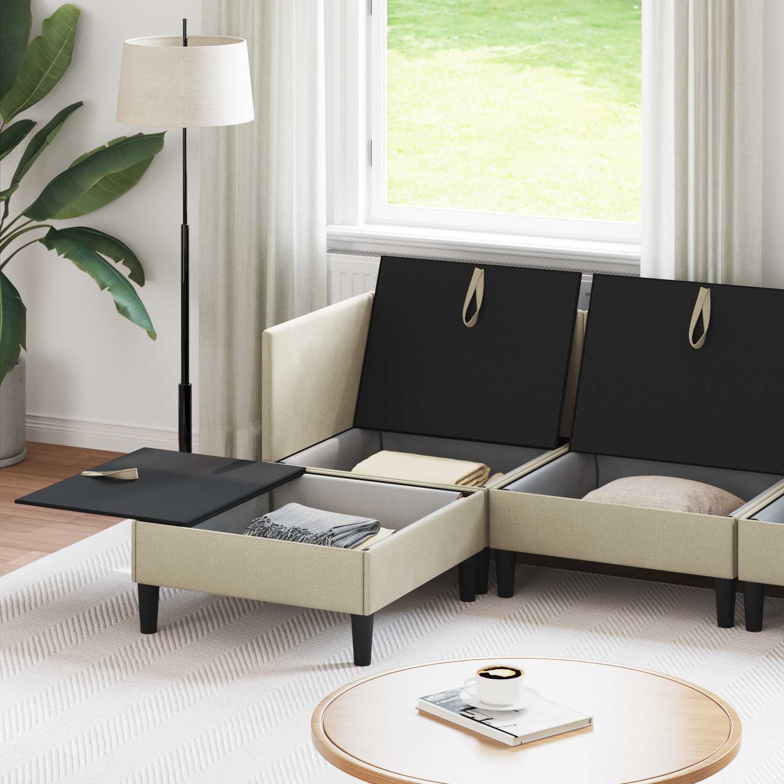 Woonkamer Meubelset 5 st Zand Stof