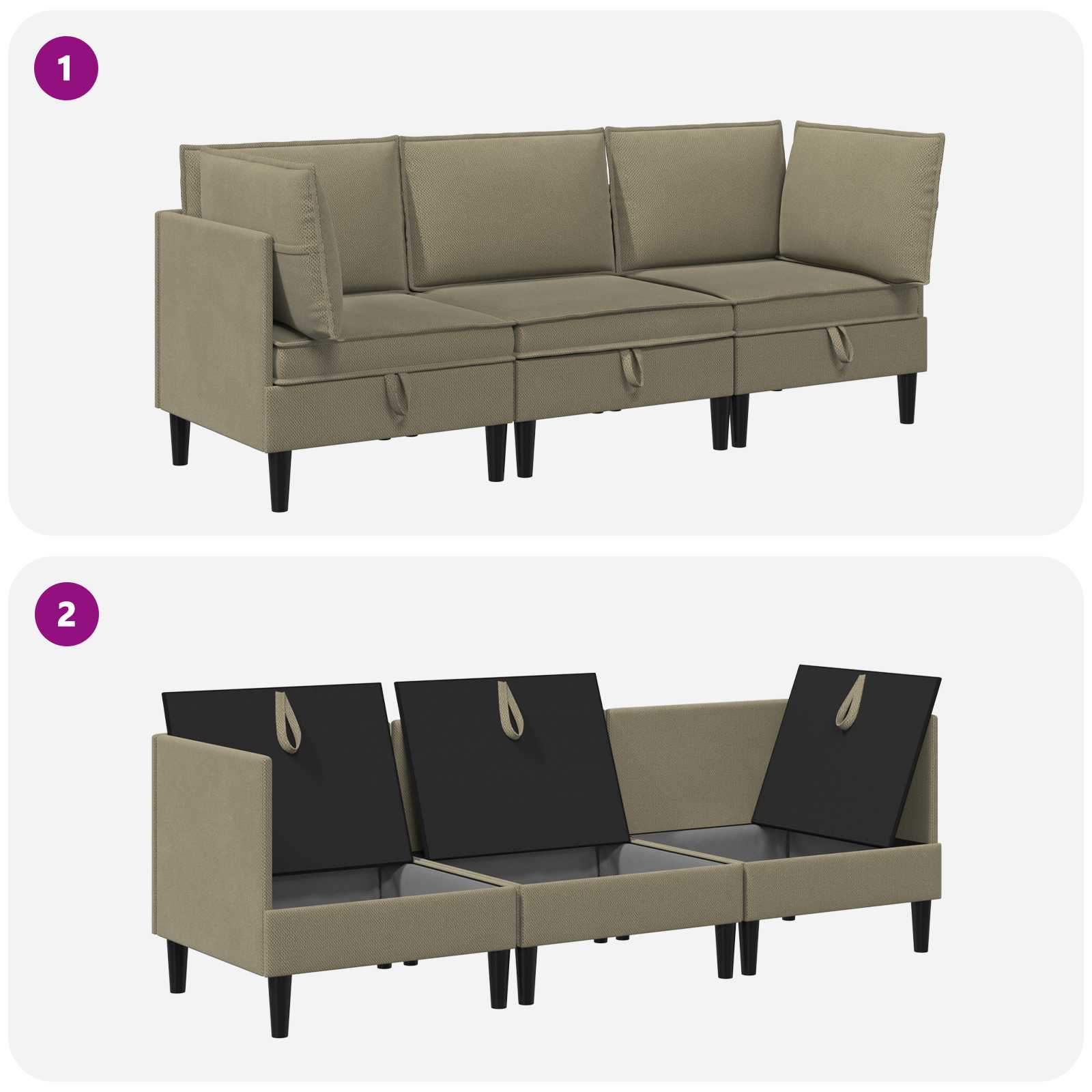 Woonkamer Meubelset 3 st Kaki Stof