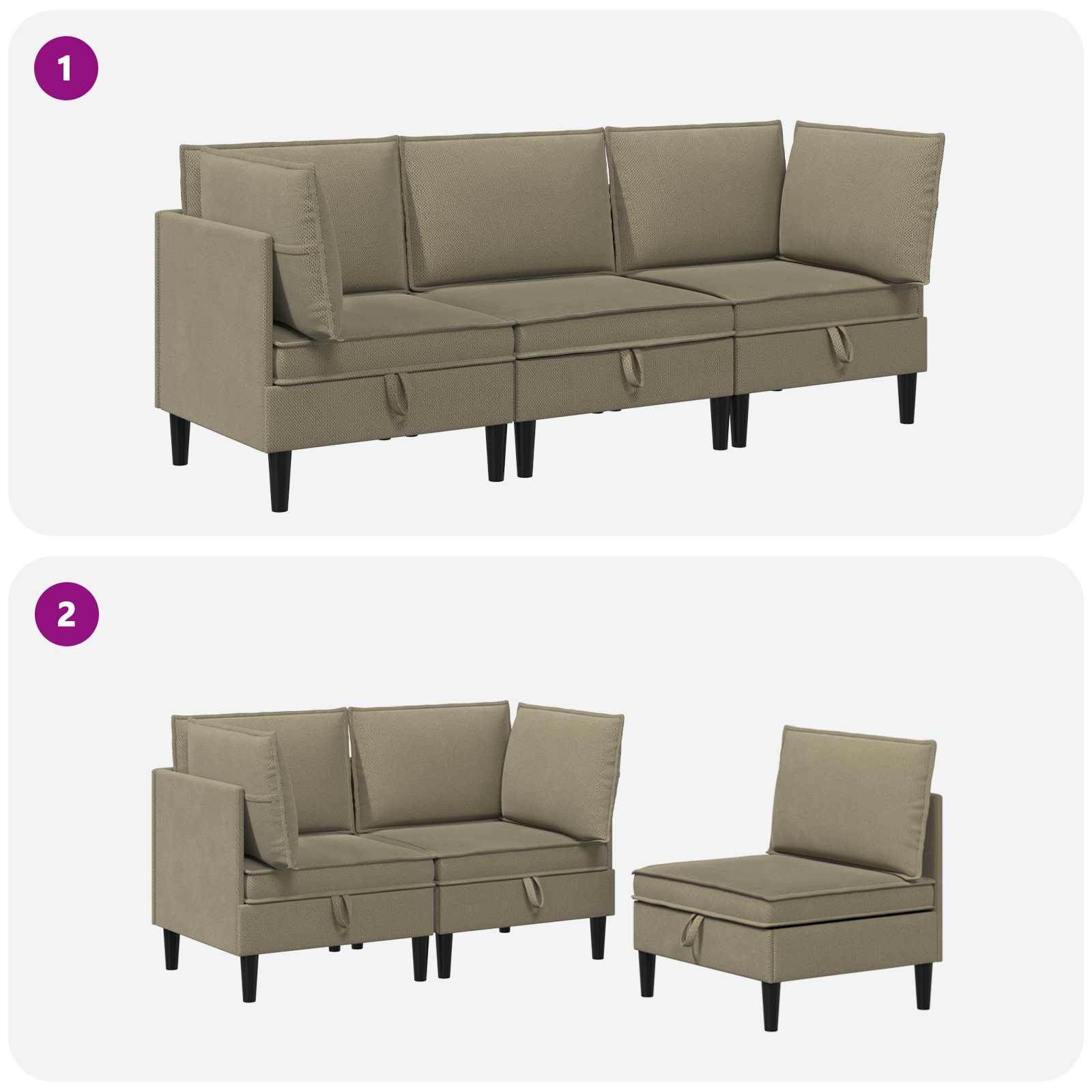 Woonkamer Meubelset 3 st Kaki Stof