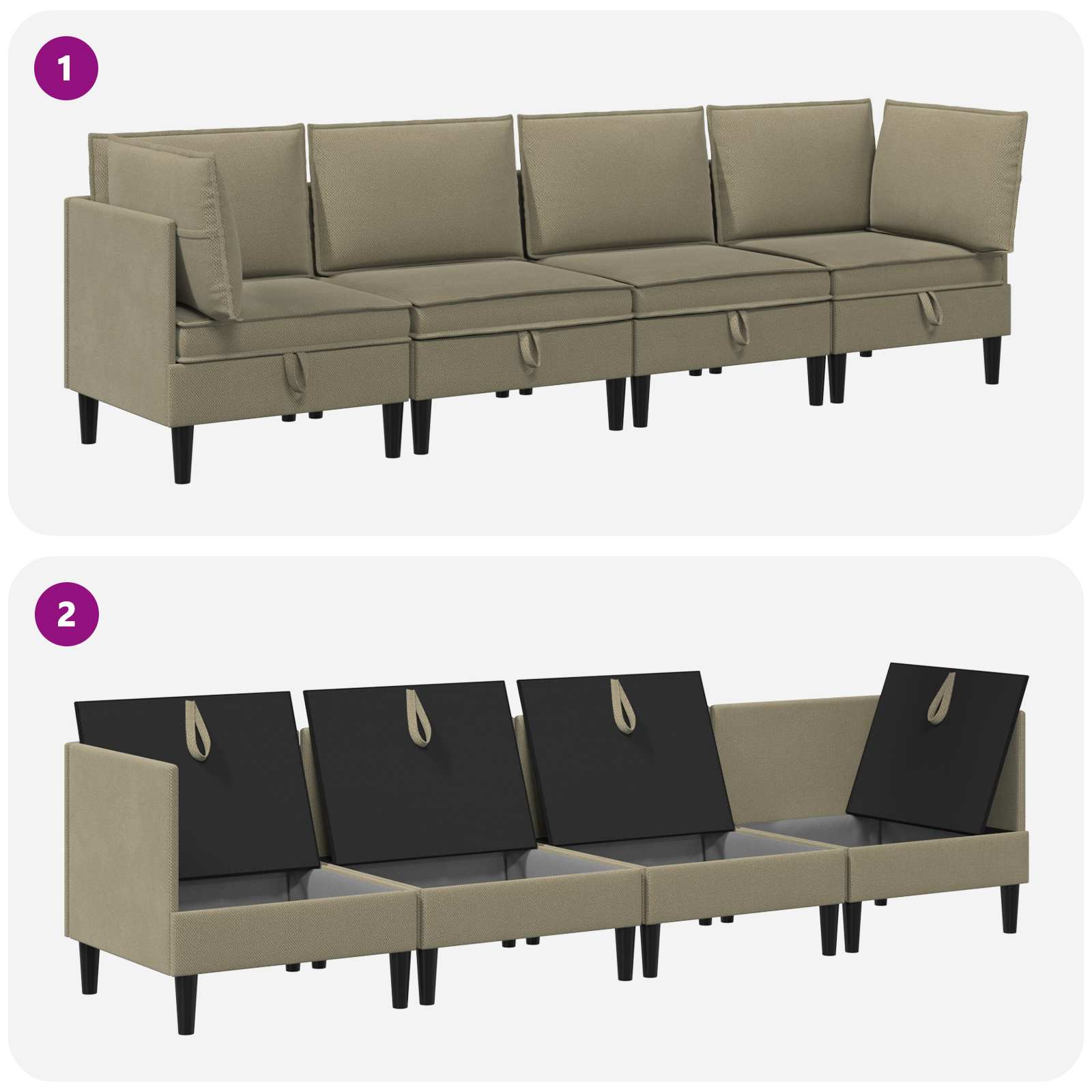 Woonkamer Meubelset 4 st Kaki Stof