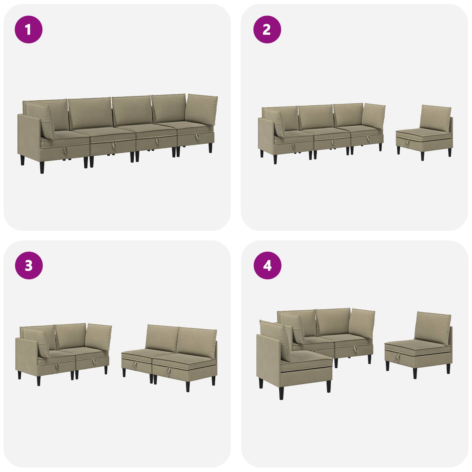 Woonkamer Meubelset 4 st Kaki Stof