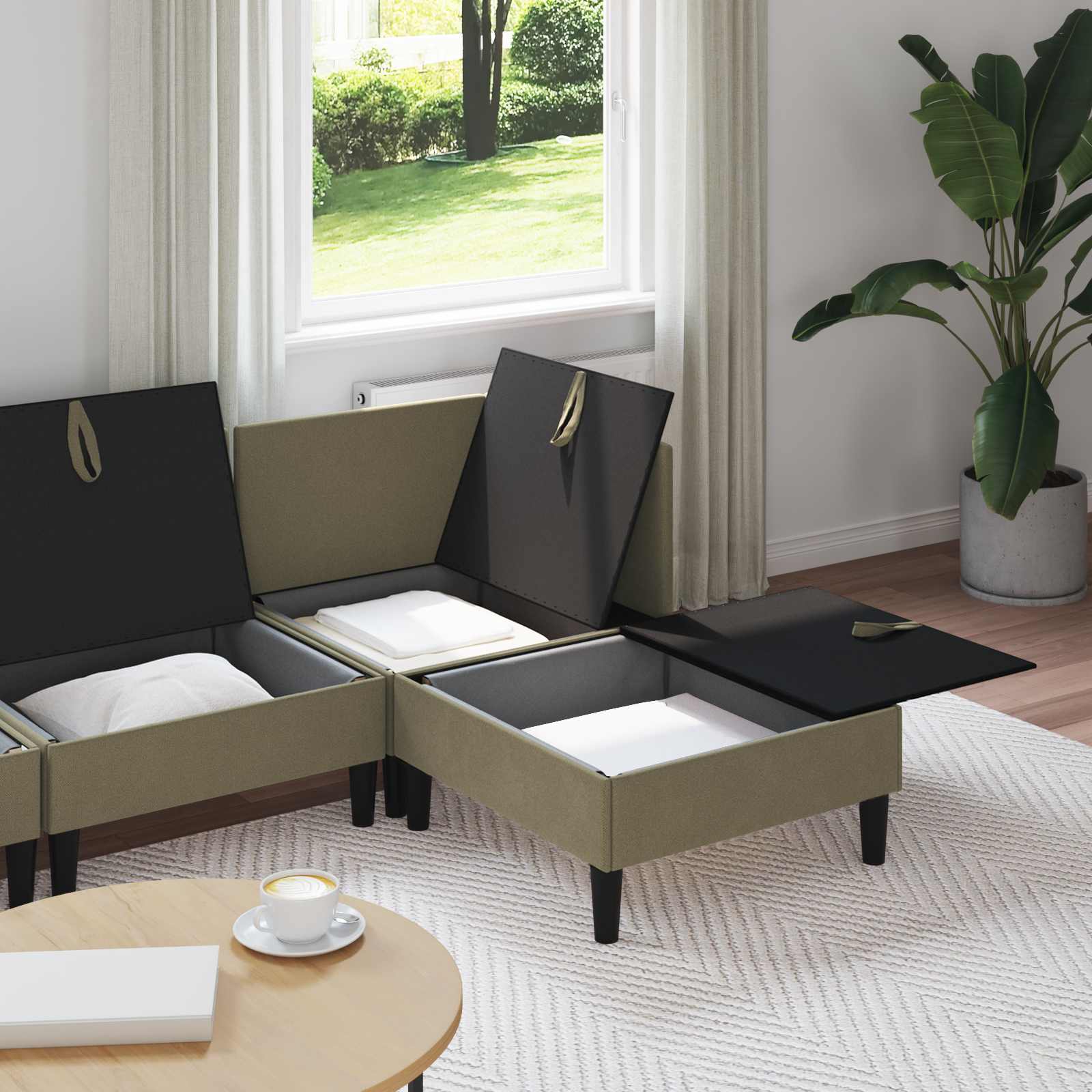 Woonkamer Meubelset 4 st Kaki Stof