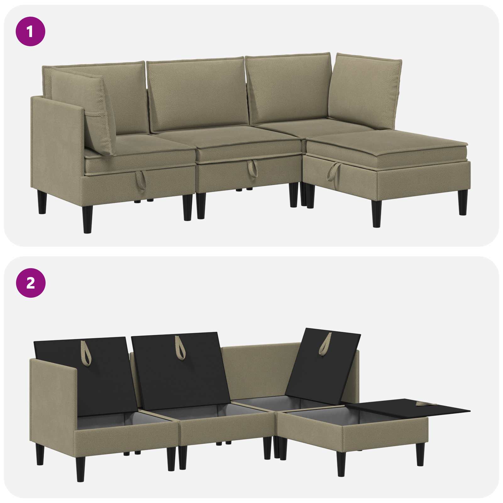 Woonkamer Meubelset 4 st Kaki Stof
