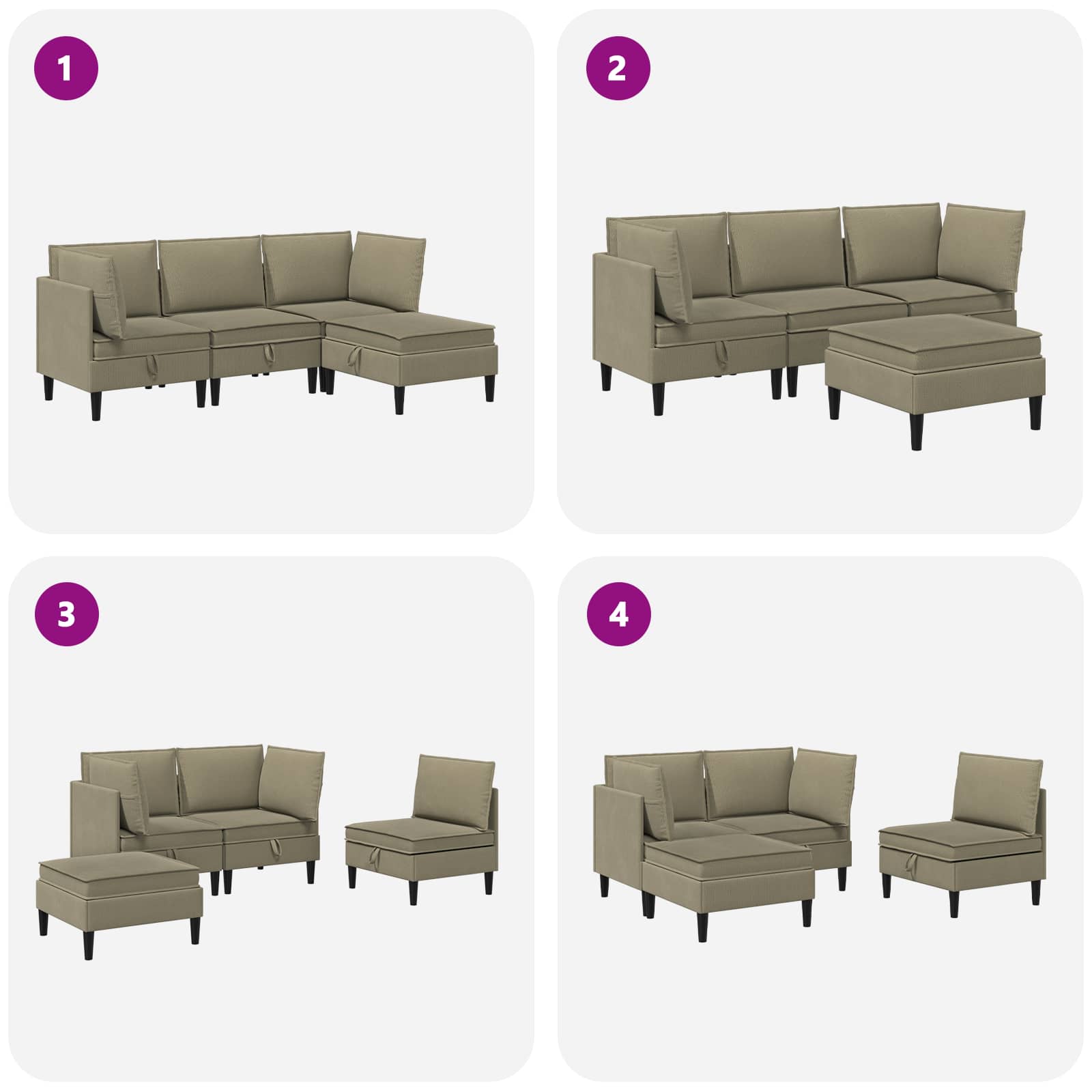 Woonkamer Meubelset 4 st Kaki Stof