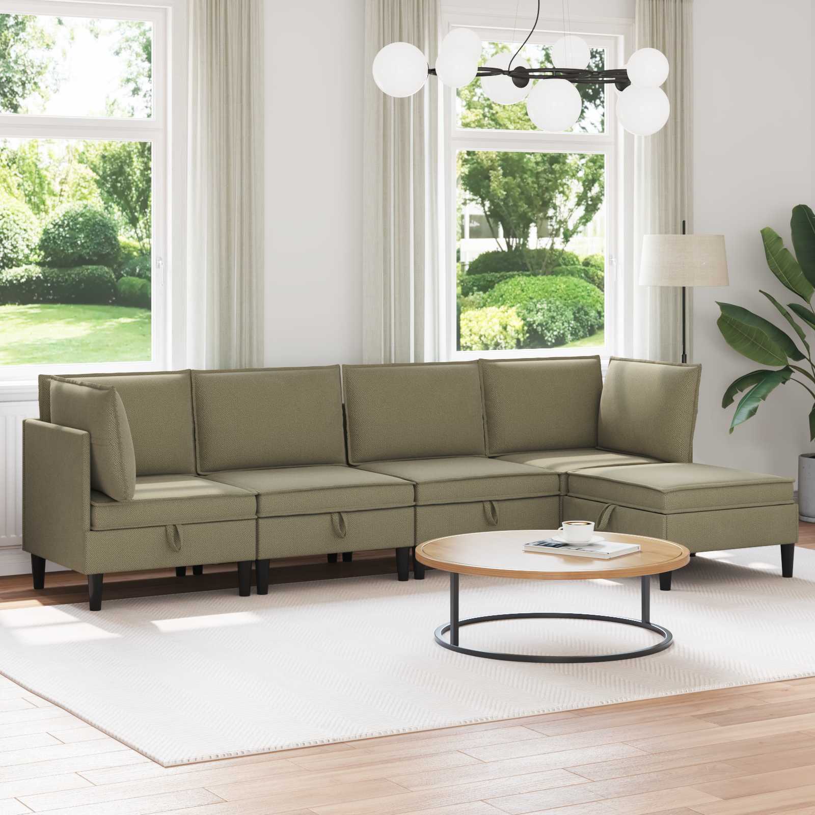 Woonkamer Meubelset 5 st Kaki Stof