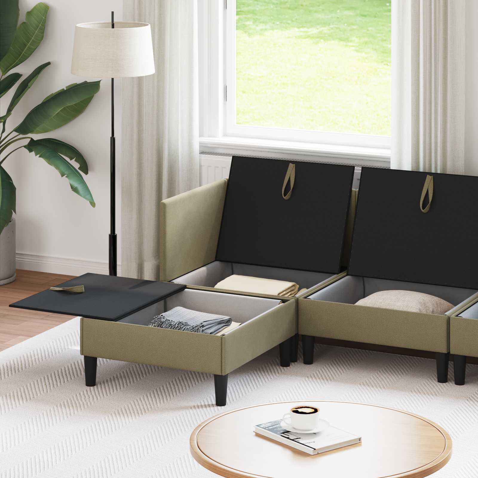Woonkamer Meubelset 5 st Kaki Stof