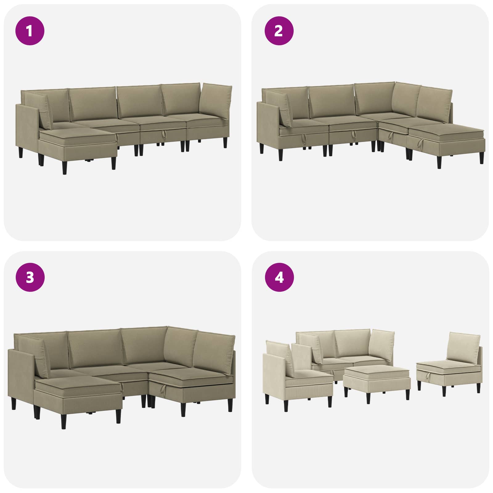 Woonkamer Meubelset 5 st Kaki Stof