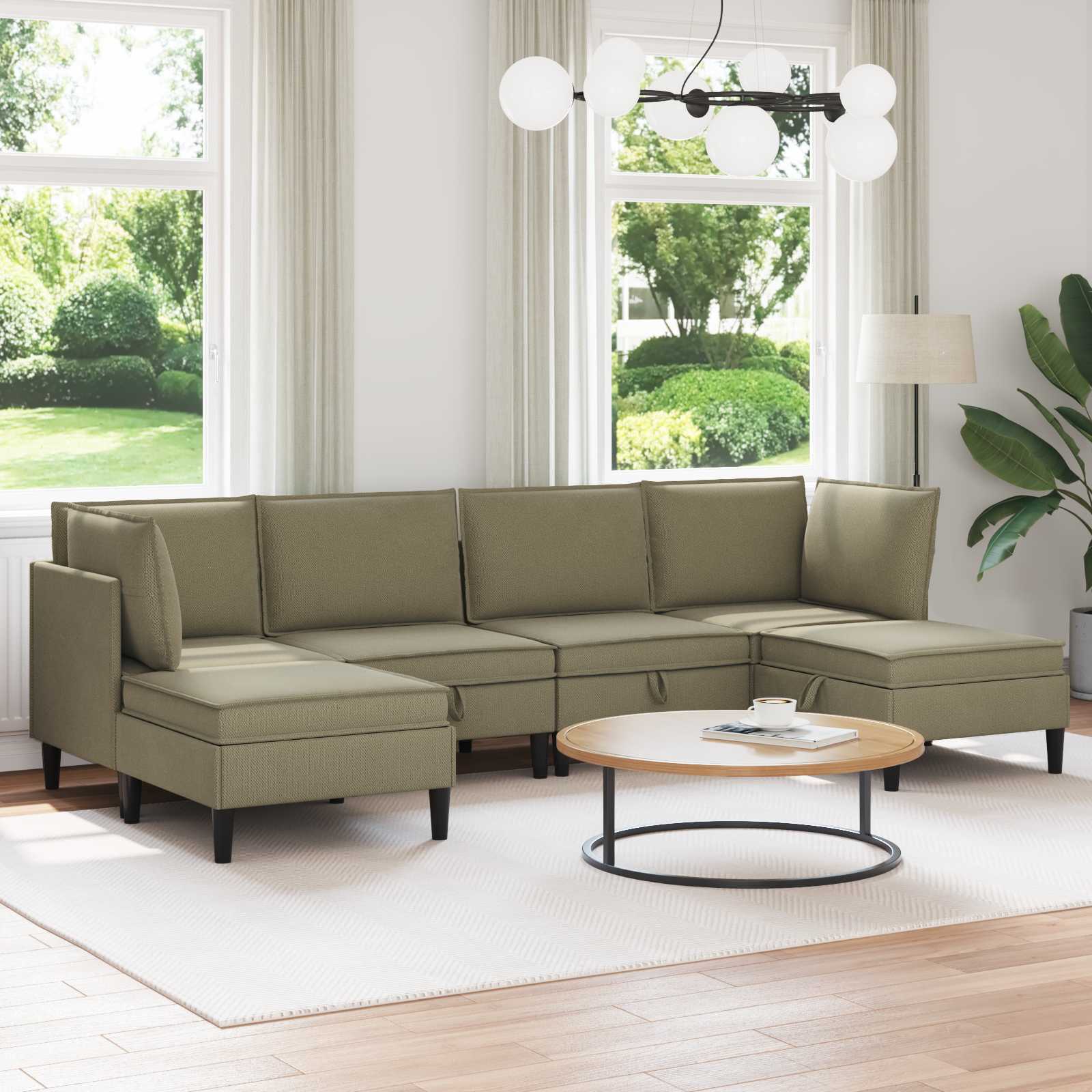 Woonkamer Meubelset 6 st Kaki Stof