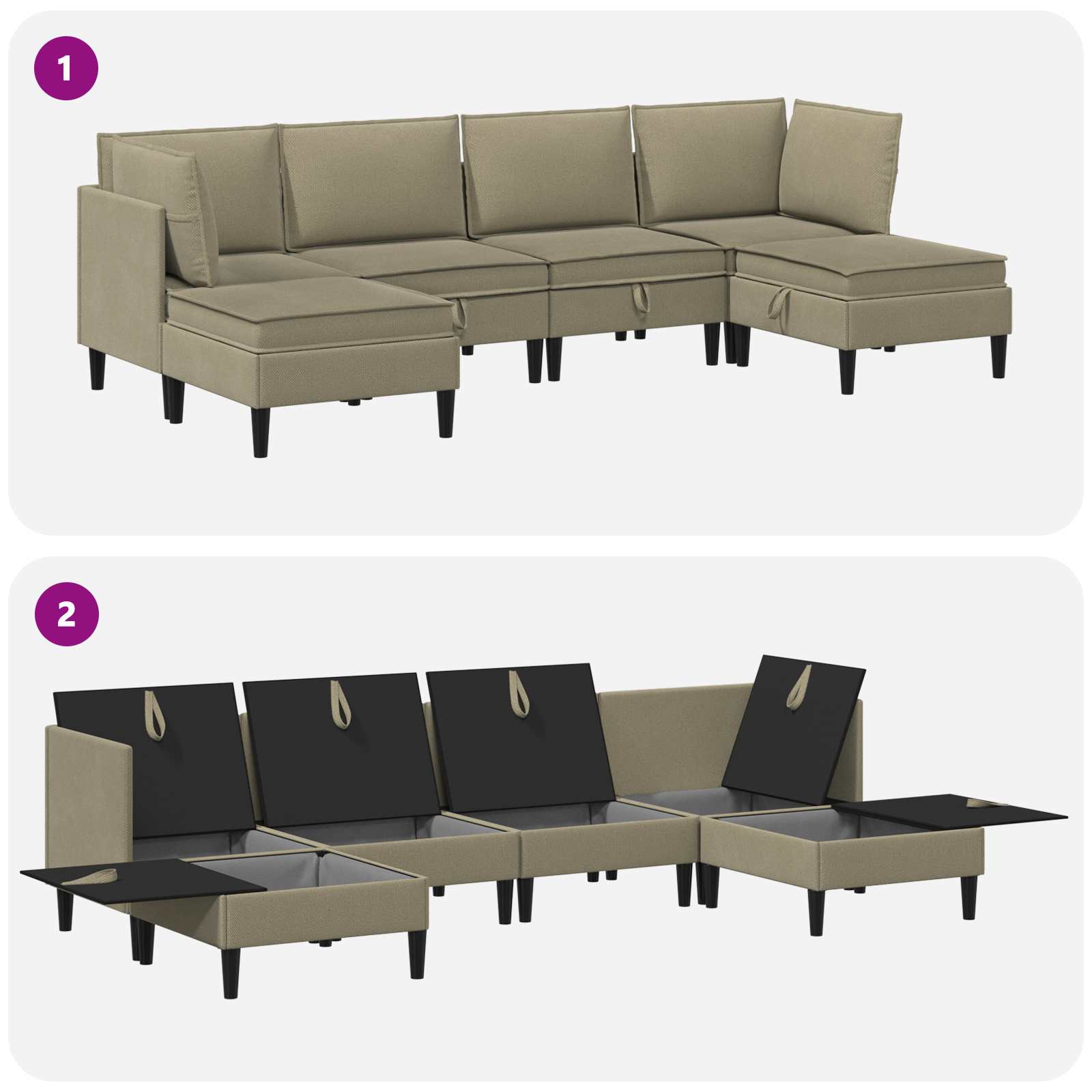 Woonkamer Meubelset 6 st Kaki Stof