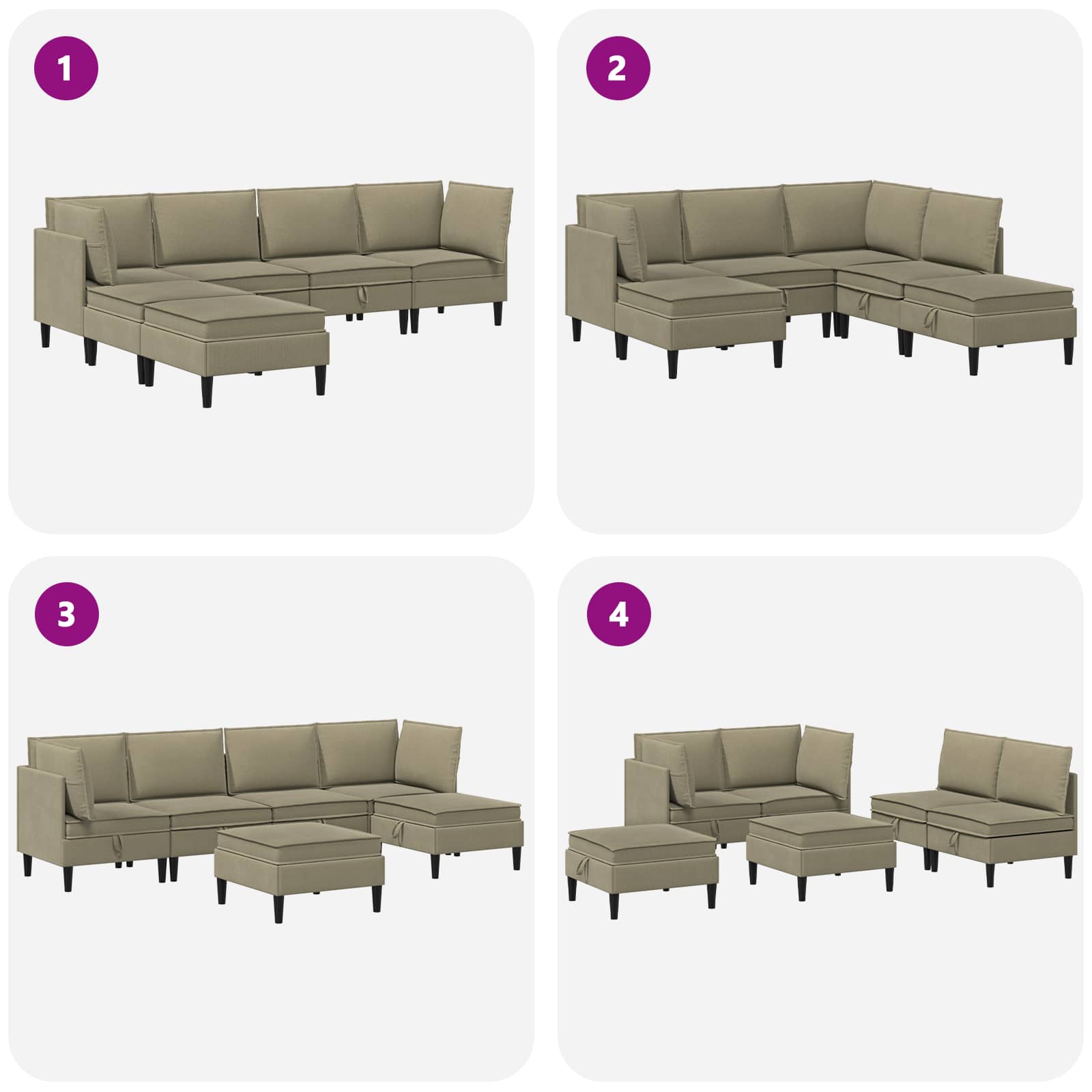 Woonkamer Meubelset 6 st Kaki Stof