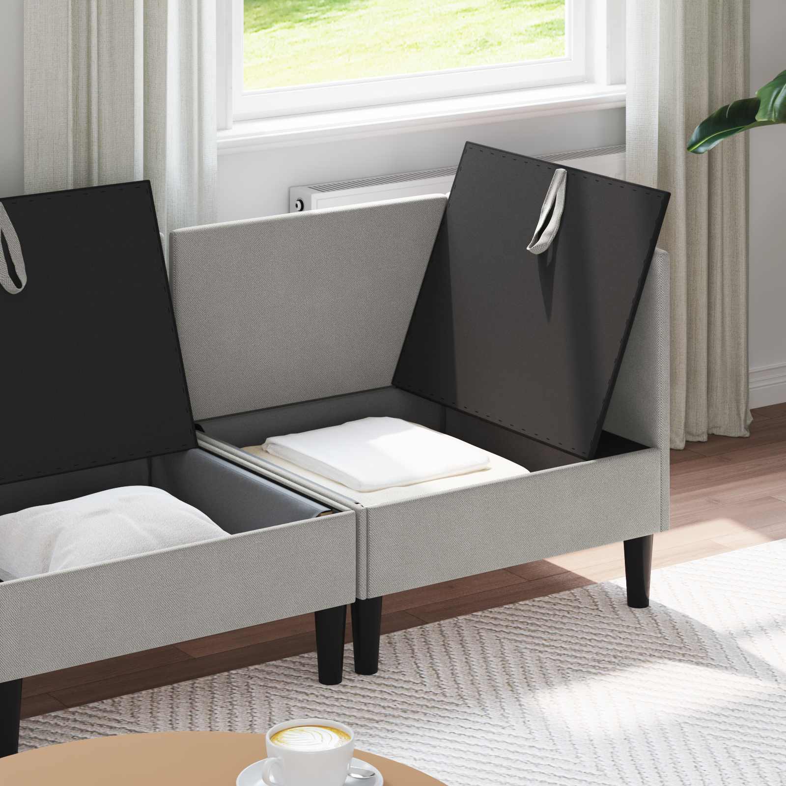Woonkamer Meubelset 4 st Lichtgrijs Stof
