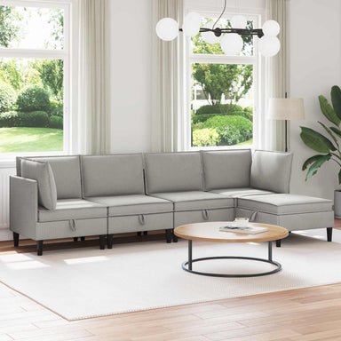 Woonkamer Meubelset 5 st Lichtgrijs Stof