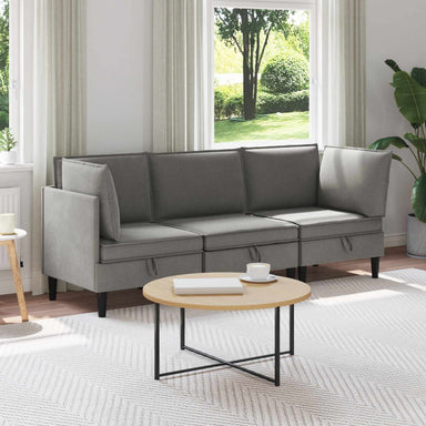 Woonkamer Meubelset 3 st Donkergrijs Stof