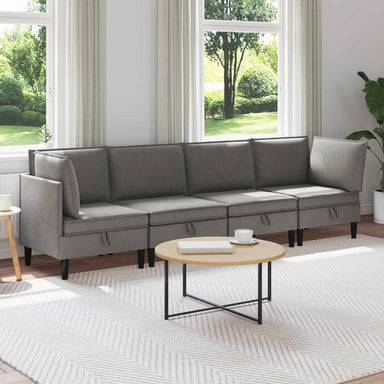 Woonkamer Meubelset 4 st Donkergrijs Stof
