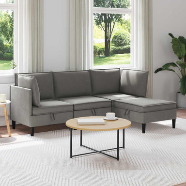 Woonkamer Meubelset 4 st Donkergrijs Stof