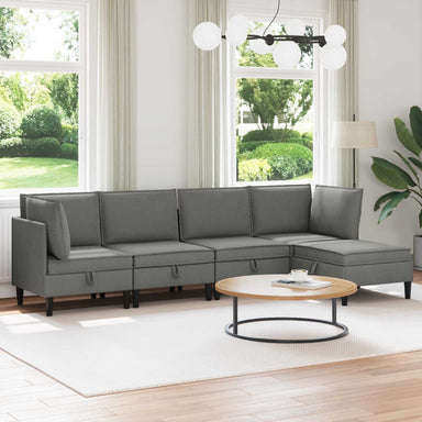Woonkamer Meubelset 5 st Donkergrijs Stof