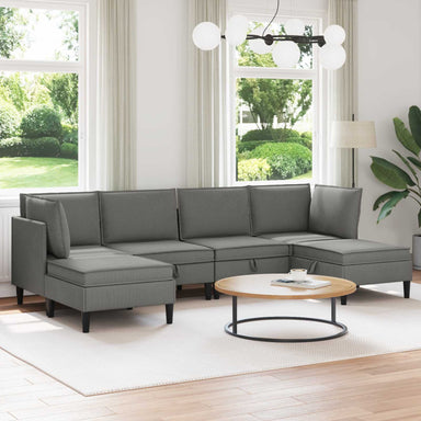 Woonkamer Meubelset 6 st Donkergrijs Stof