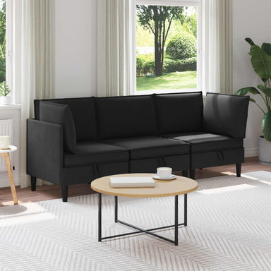 Woonkamer Meubelset 3 st Zwart Stof