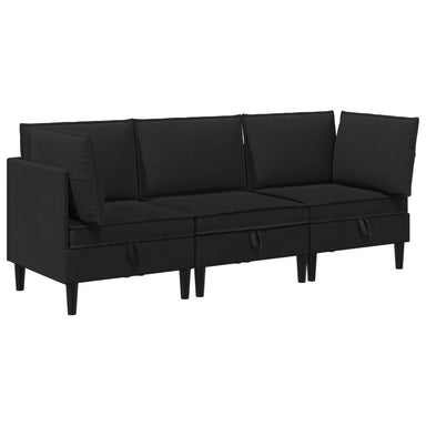 Woonkamer Meubelset 3 st Zwart Stof